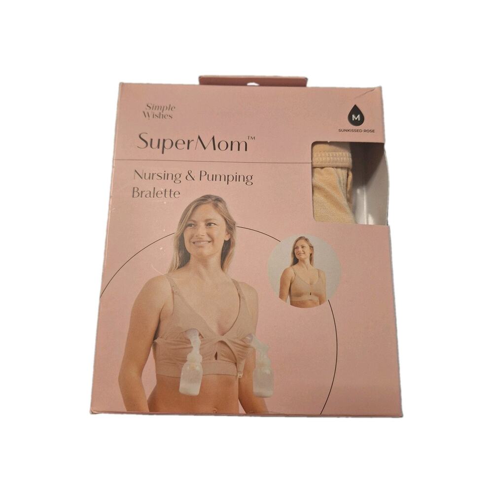 New Simple Wishes Super Mom Nursing & Pumping Bralette Size Medium Rose NEW